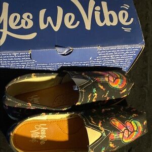 Colorful Peace Sign Slip-On Shoes